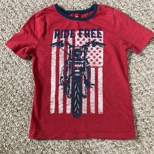 RIDE FREE Motorcycle and American Flag T-shirt size 5T Kids Fourth of July Shirt